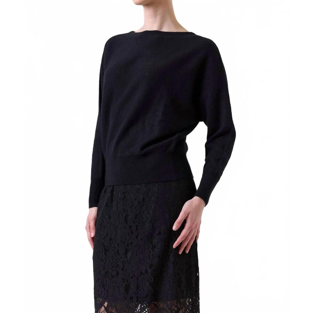 NEW BRODIE CASHMERE maldives boat neck sweater in black